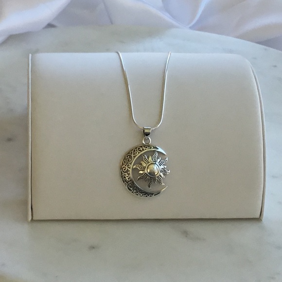 Sterling Silver Moon & Sun Necklace - Picture 2 of 16